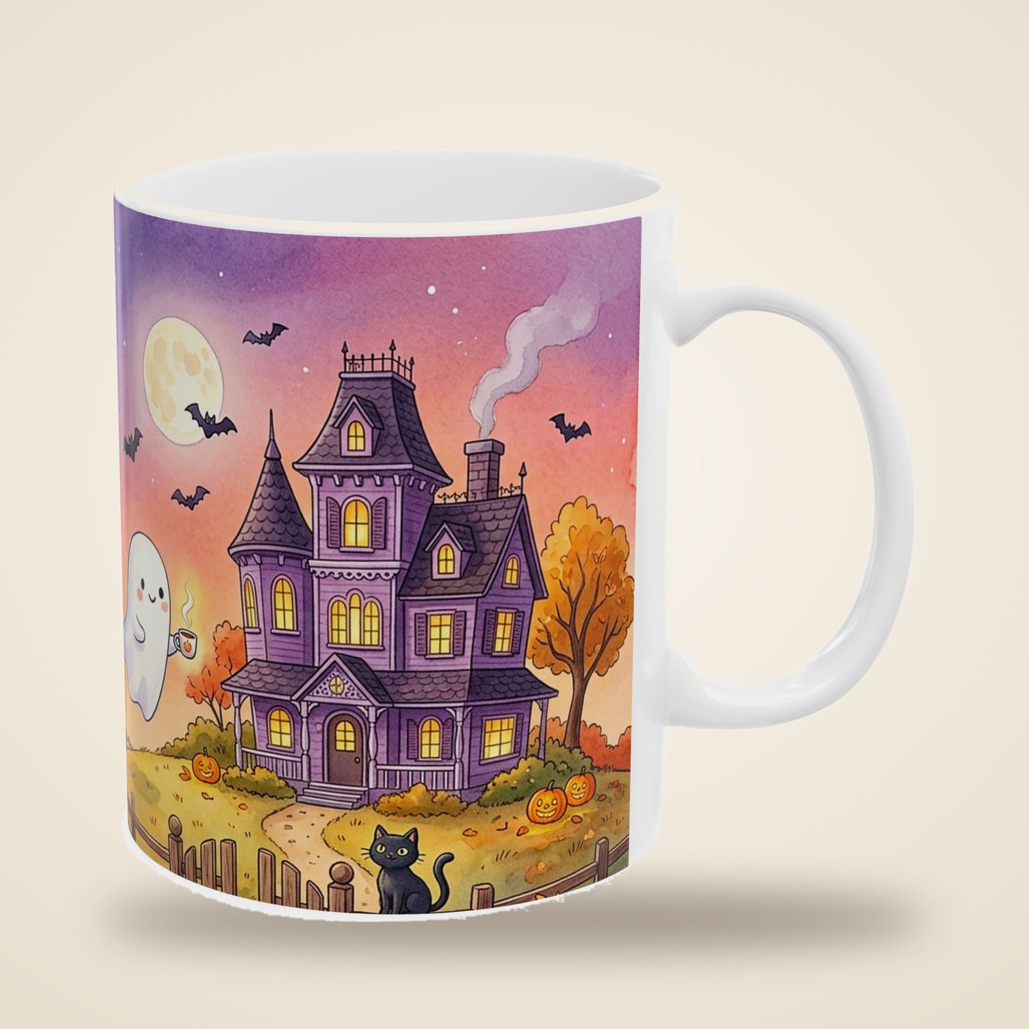 Halloween Mug, Creep It Real Haunted House and Ghost, 11oz